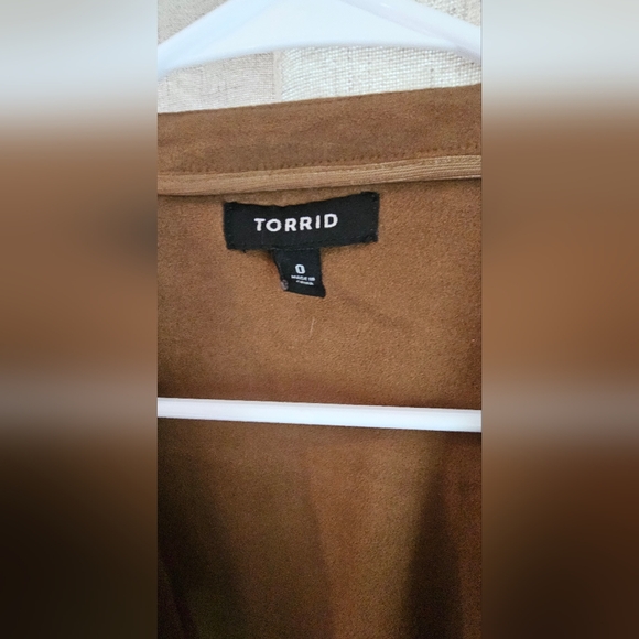 Faux Suede Torrid Flowy Cardigan - Picture 2 of 6